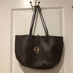 BCBG Reversible Brown & Black Leather Shoulder Bag